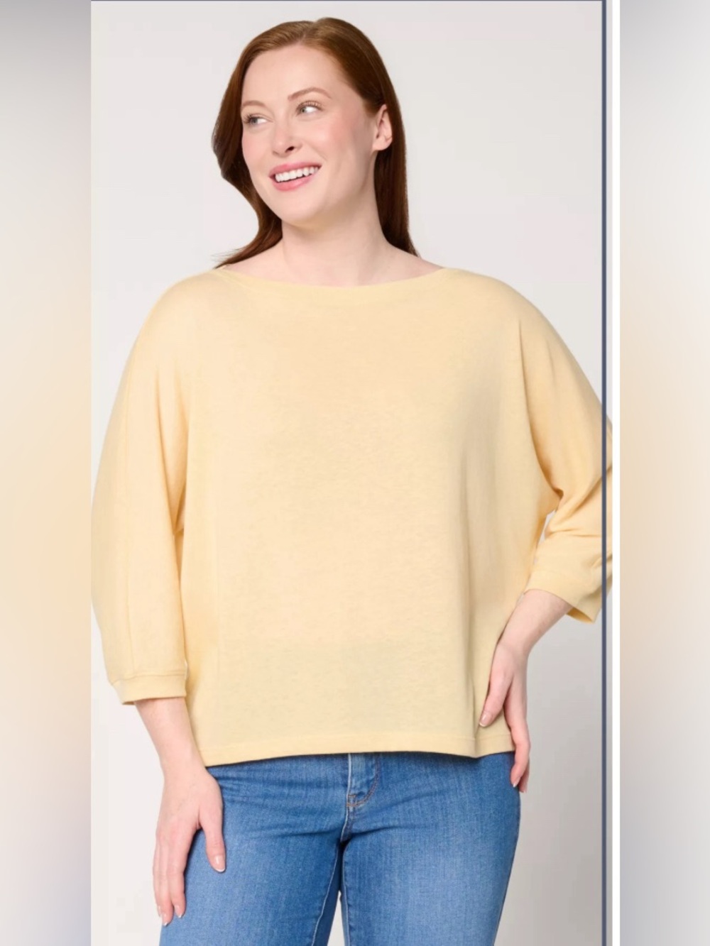 Barefoot Dreams Malibu Collection Slub Jersey Dolman in Pale Yellow